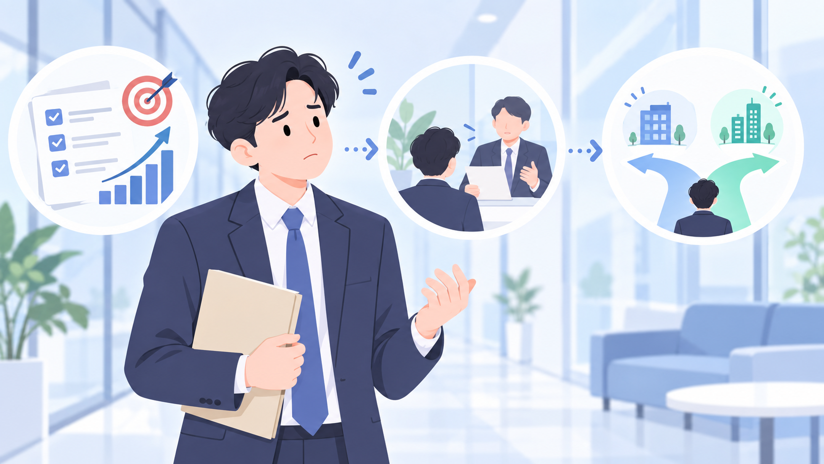 PIPを受けて転職を検討する人のイラスト