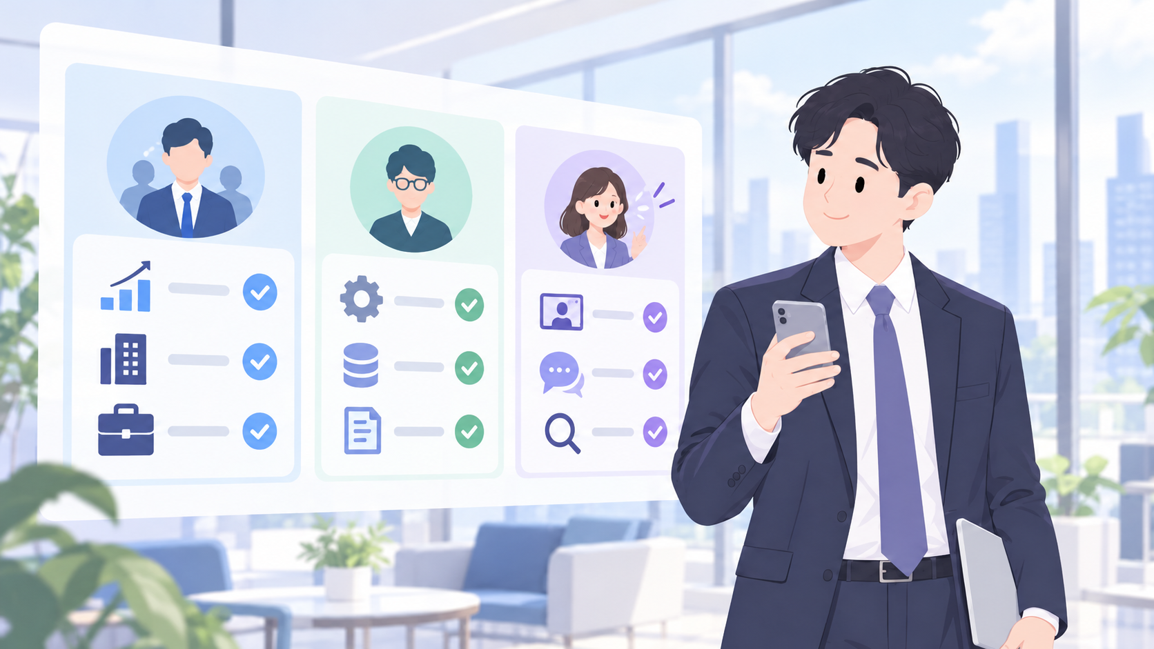 ハイクラス転職エージェントを比較検討している人のイラスト