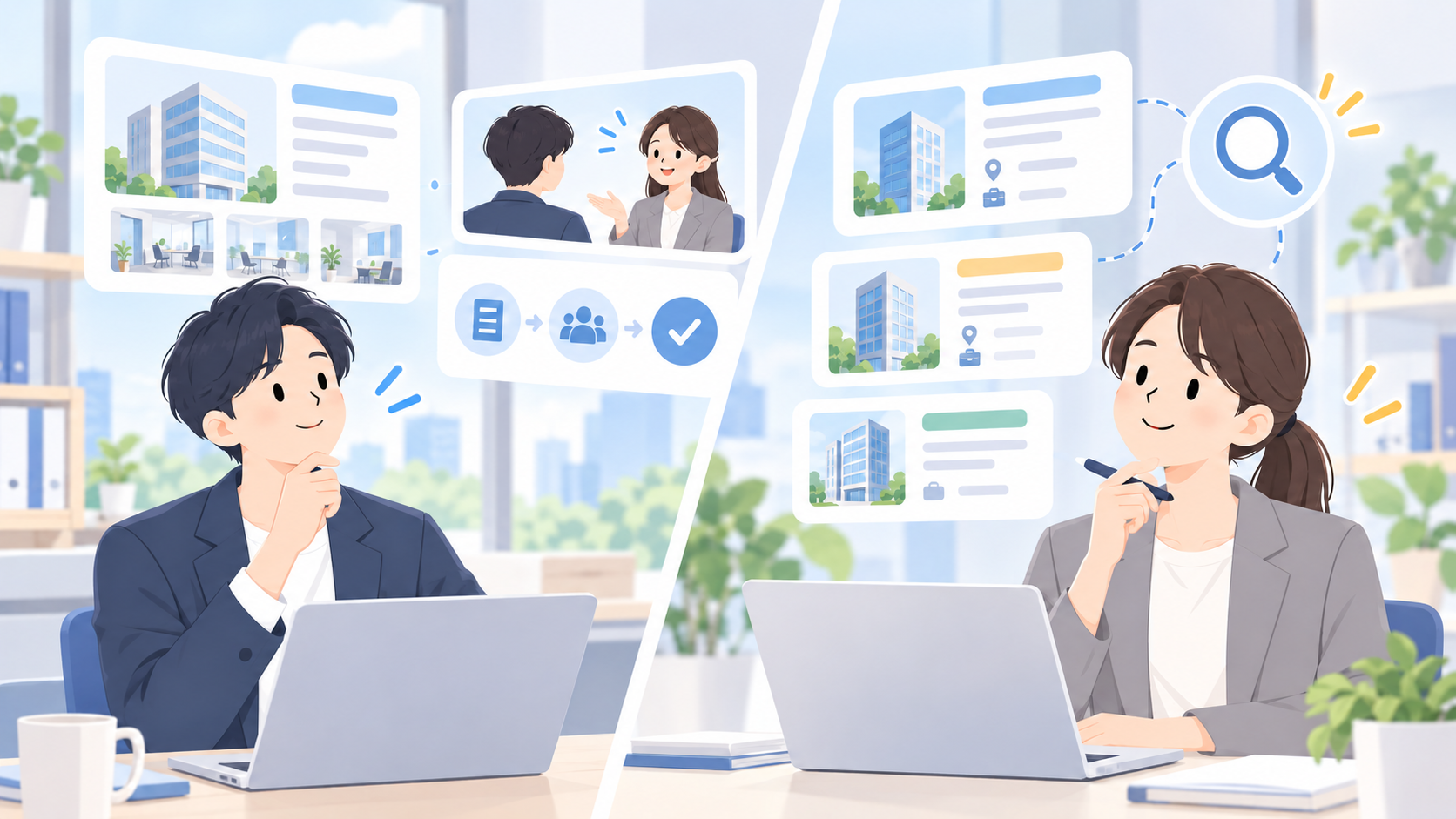 ワンキャリア転職は自分に合うかを検討する人のイラスト