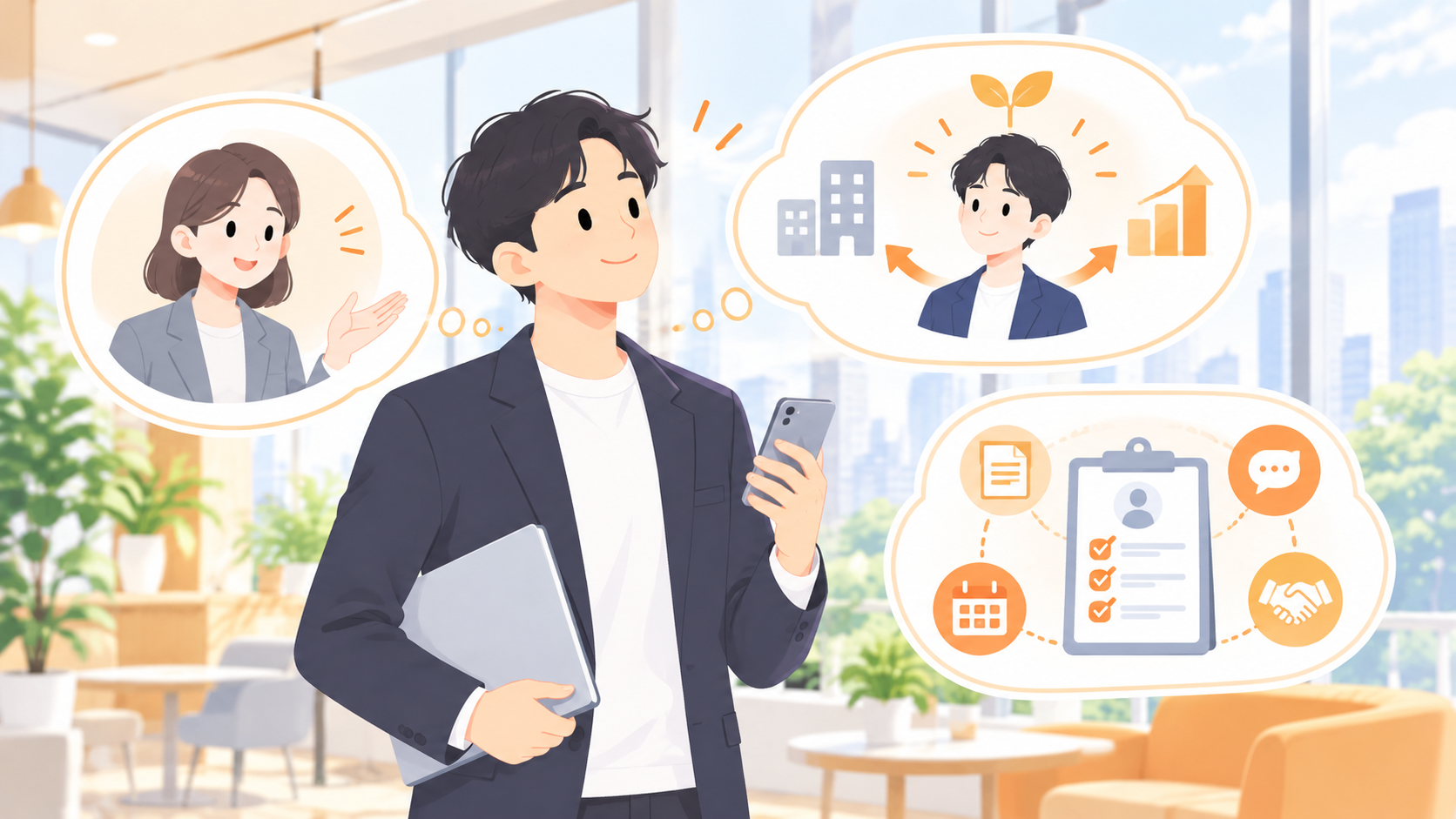 第二新卒エージェントneoが自分に向いている化を検討している人のイラスト